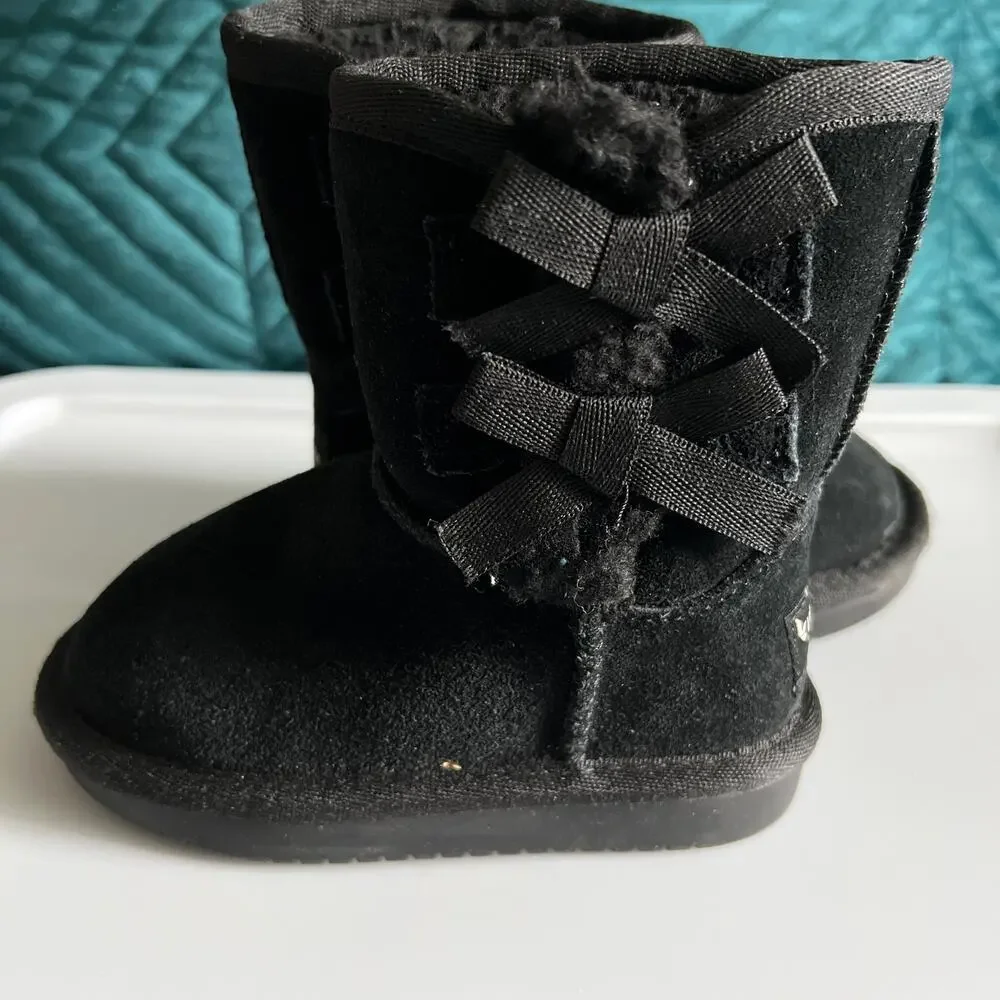 Koolaburra by Ugg Toddler Snow Boots | Girls Size US 7 | Black | Accent Bows